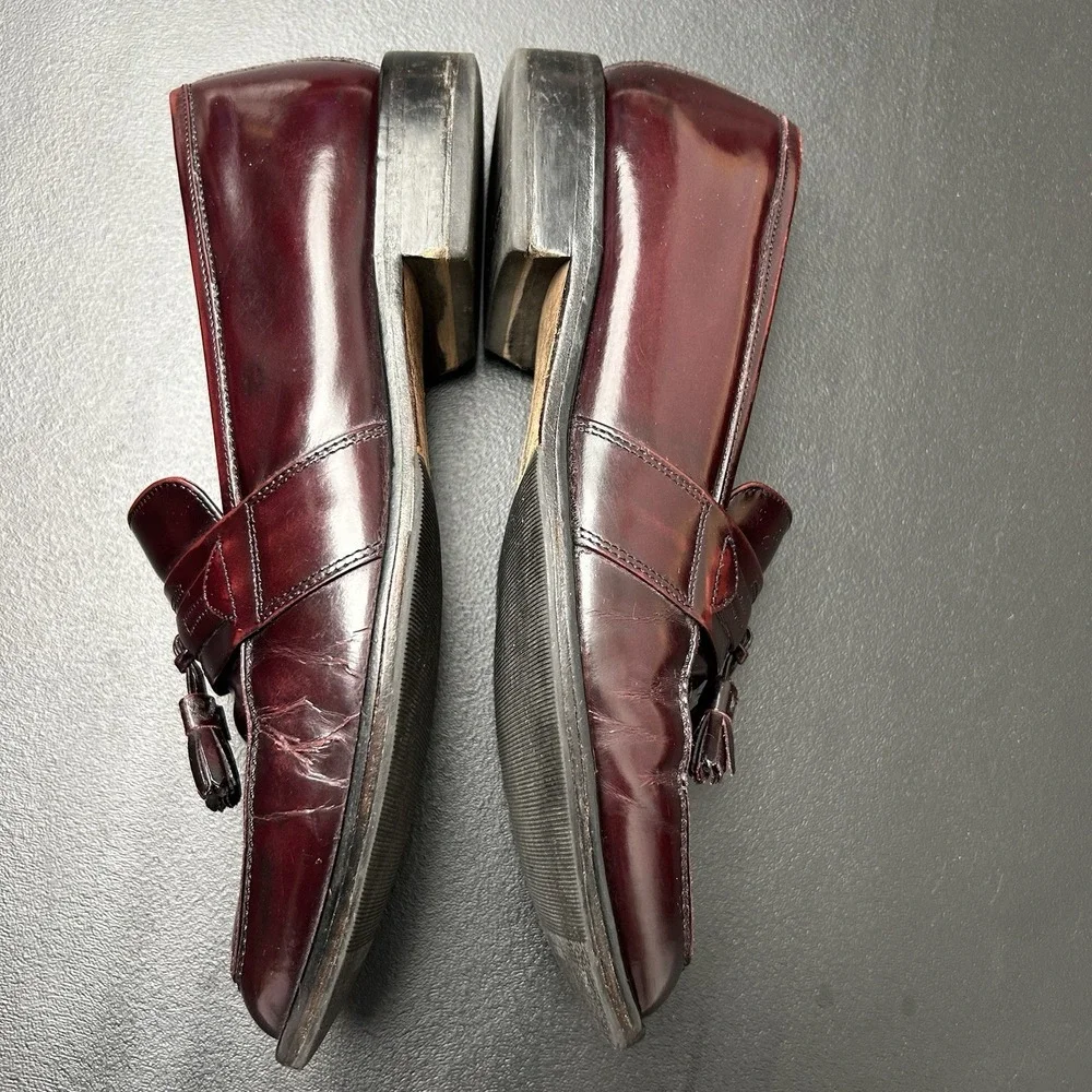 Bostonian Burgundy Leather Tassel Loafer Classic Dress Shoe Men's Size 10